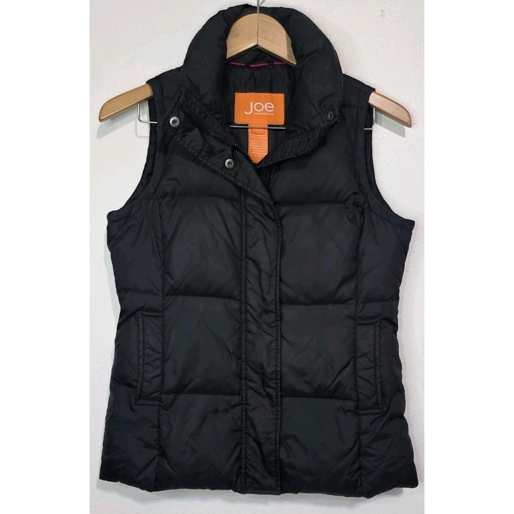 Joe‎ Fresh Women XS Puffer Vest Down Filled Black Collar Jacket Thick Zip Snap